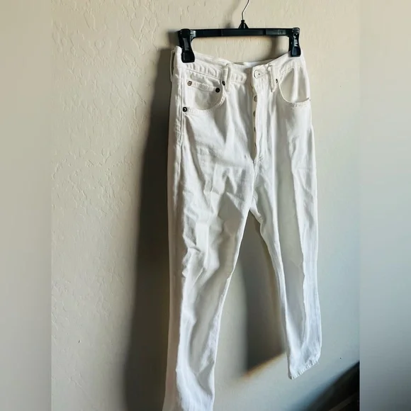 Agolde Riley High Rise Straight Crop White Size 25 Preppy Classic Vacay - Picture 6 of 8
